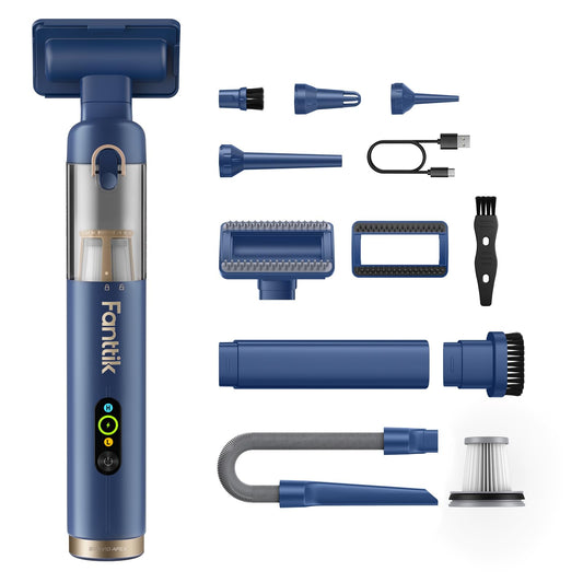 Fanttik Slim V10 APEX Cordless Car Vacuum, 4-in-1 Portable Mini Handheld Vac, 19kPa Suction Power, Upgraded Smart Digital Display, 2 Suction Modes for Small Jobs, Car, Office Desk, Keyboards (Black)