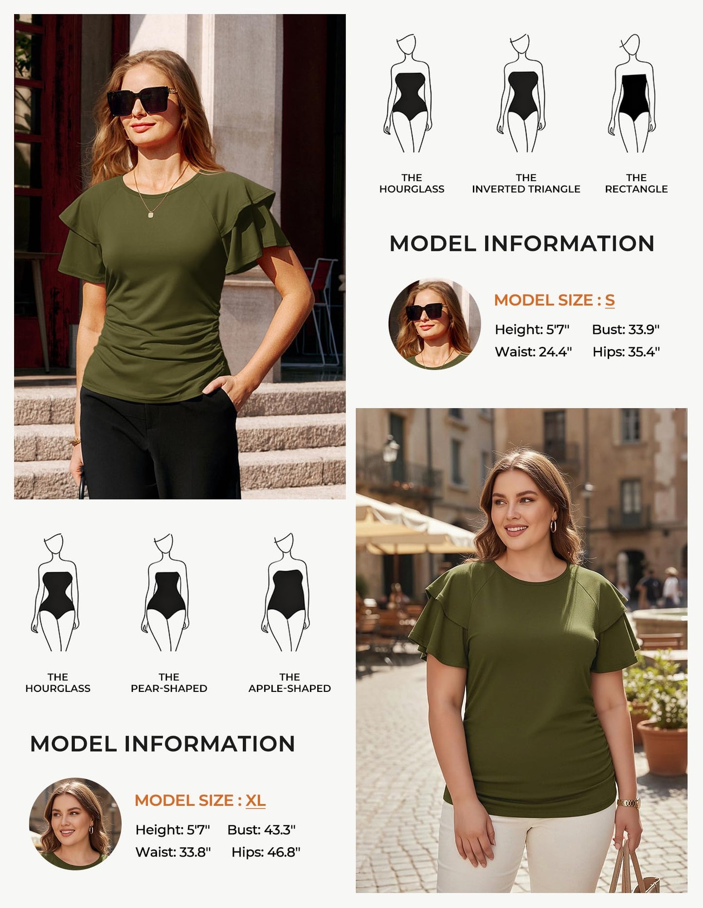 GRACE KARIN Women Tops Dressy Casual Ruffle Sleeve Blouses | Crew Neck Ruched Shirts, Business Work Outfits, 2026 Summer Fashion Clothing