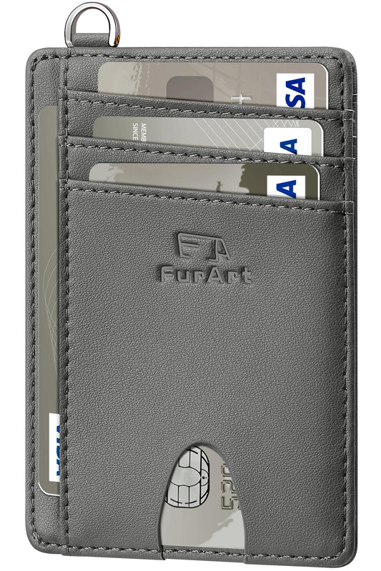 FurArt Slim Minimalist Wallet RFID Credit Card Holder for Men | slim minimalist compact rfid id window thin