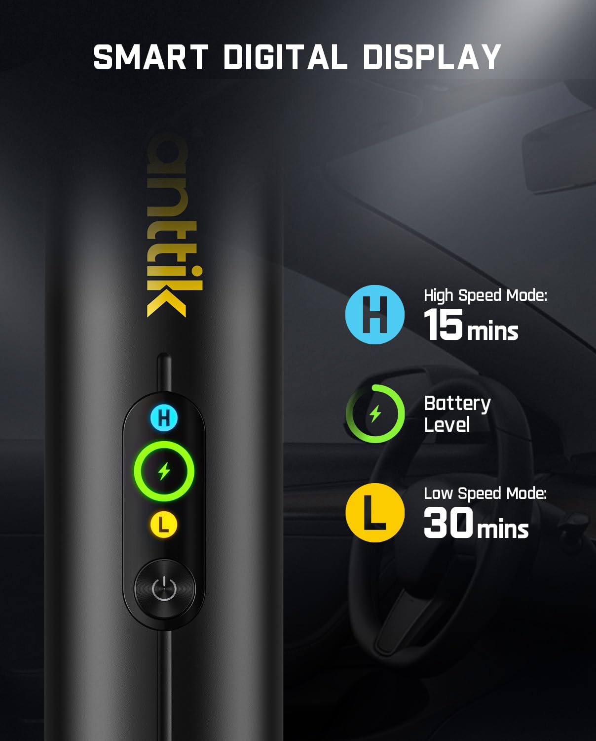 Fanttik Slim V10 APEX Cordless Car Vacuum, 4-in-1 Portable Mini Handheld Vac, 19kPa Suction Power, Upgraded Smart Digital Display, 2 Suction Modes for Small Jobs, Car, Office Desk, Keyboards (Black)
