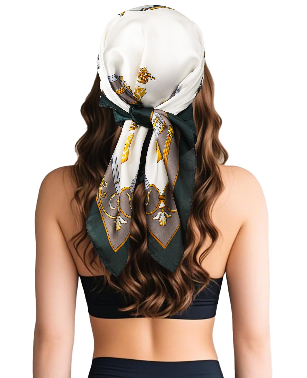 Sumolux Head Hair Scarf for Women Like Satin Silk Scarf Bandana Hair Wrapping Night Large Square Scarves 27.5"