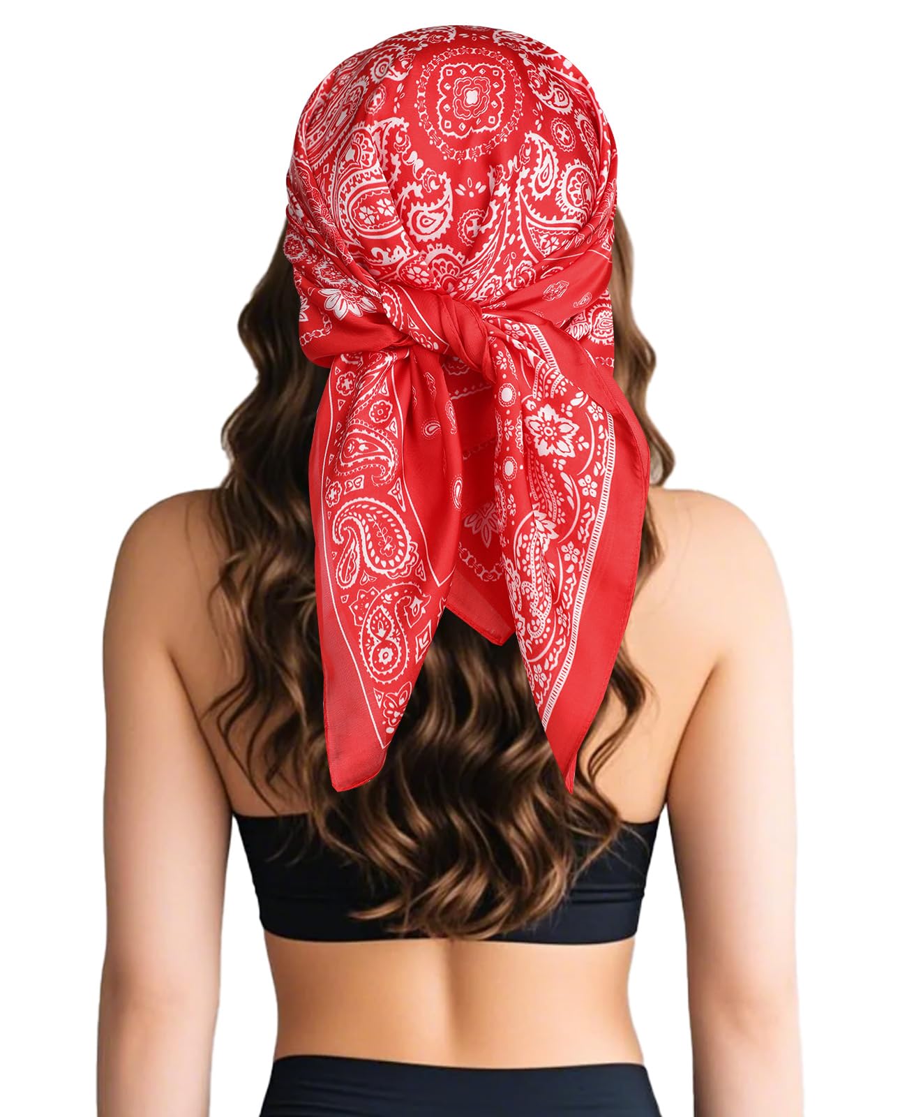 Sumolux Head Hair Scarf for Women Like Satin Silk Scarf Bandana Hair Wrapping Night Large Square Scarves 27.5"