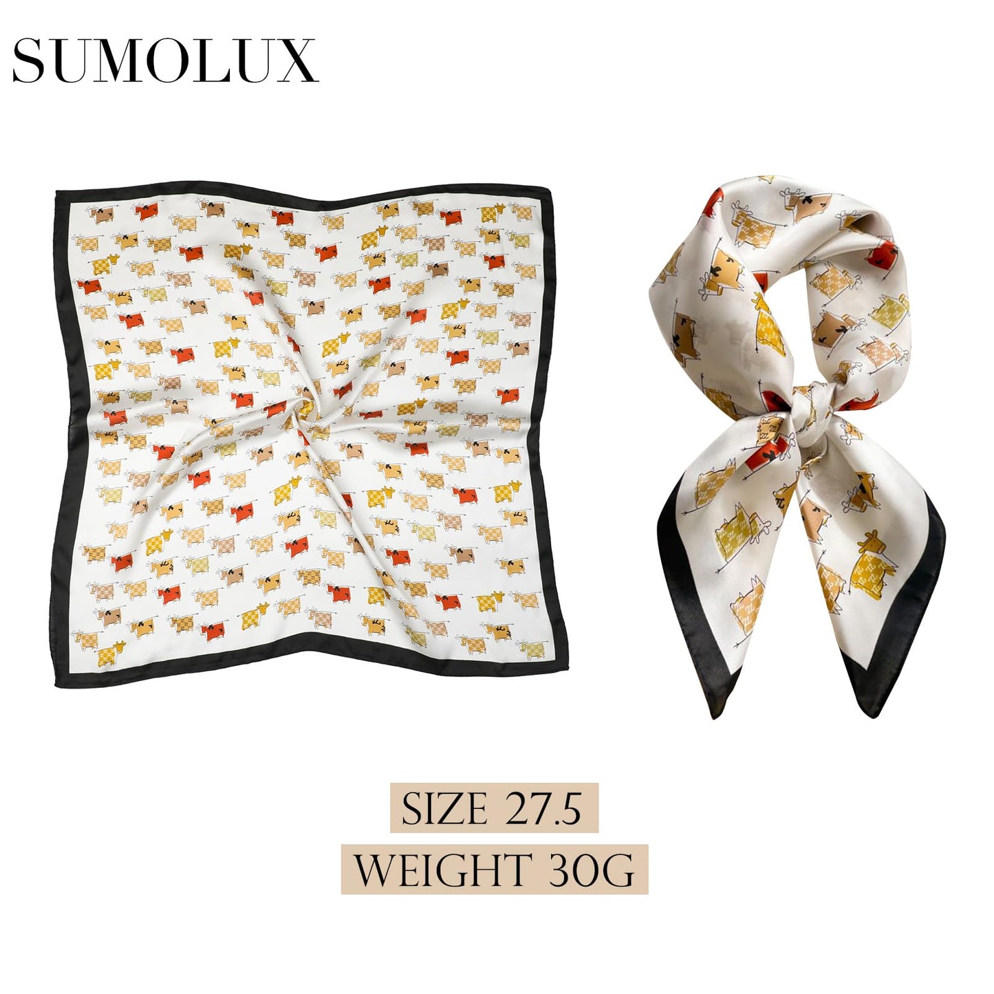 Sumolux Head Hair Scarf for Women Like Satin Silk Scarf Bandana Hair Wrapping Night Large Square Scarves 27.5"