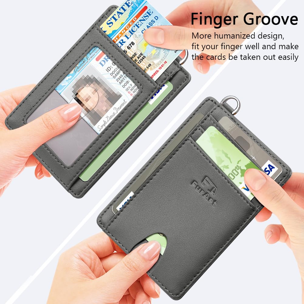 FurArt Slim Minimalist Wallet RFID Credit Card Holder for Men | slim minimalist compact rfid id window thin