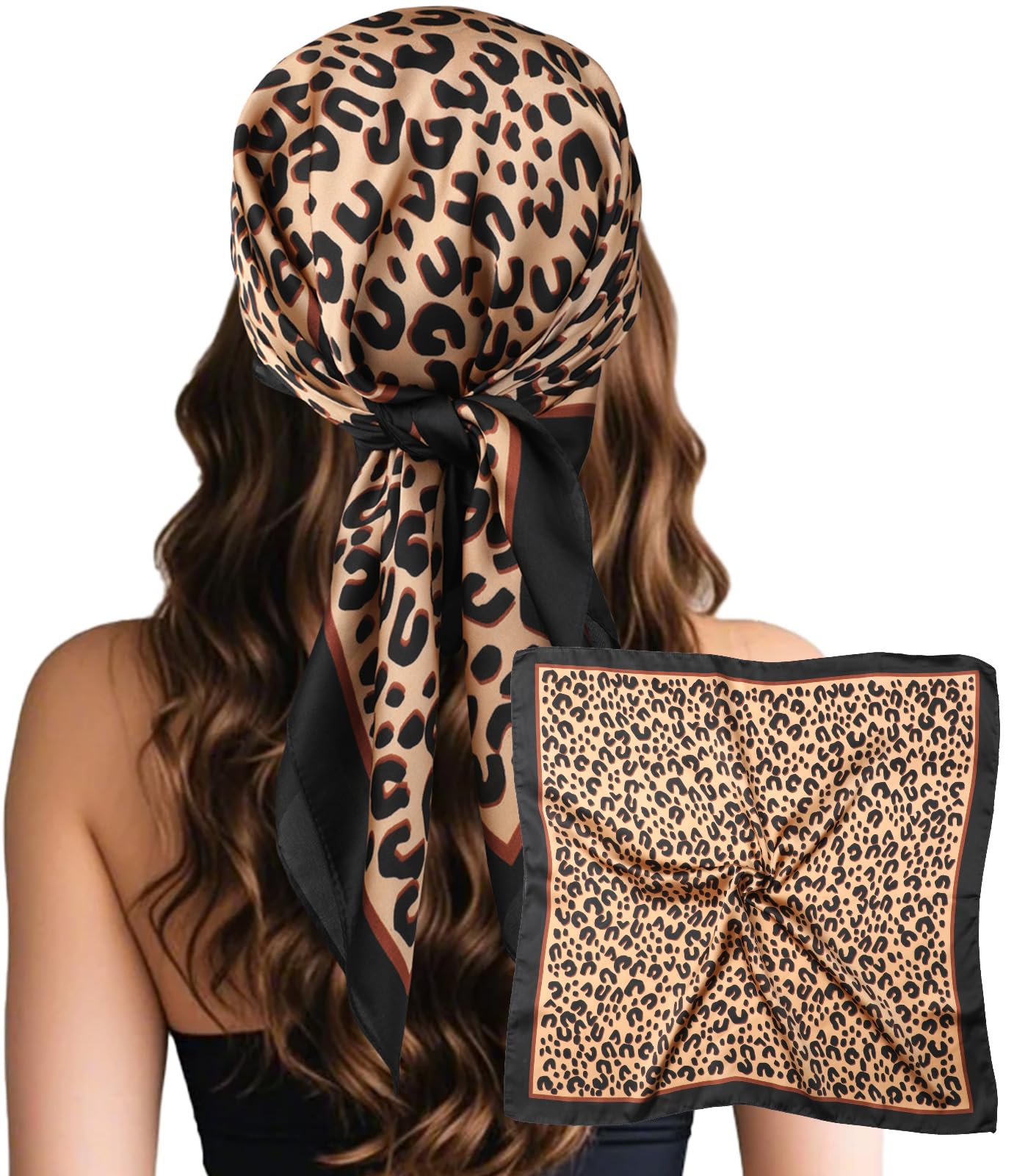 Sumolux Head Hair Scarf for Women Like Satin Silk Scarf Bandana Hair Wrapping Night Large Square Scarves 27.5"