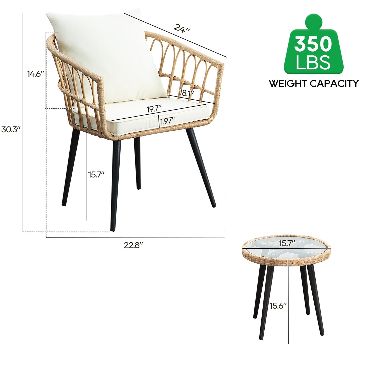 3 Piece Patio Bistro Set