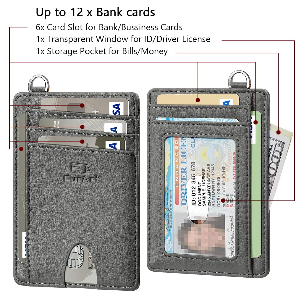 FurArt Slim Minimalist Wallet RFID Credit Card Holder for Men | slim minimalist compact rfid id window thin