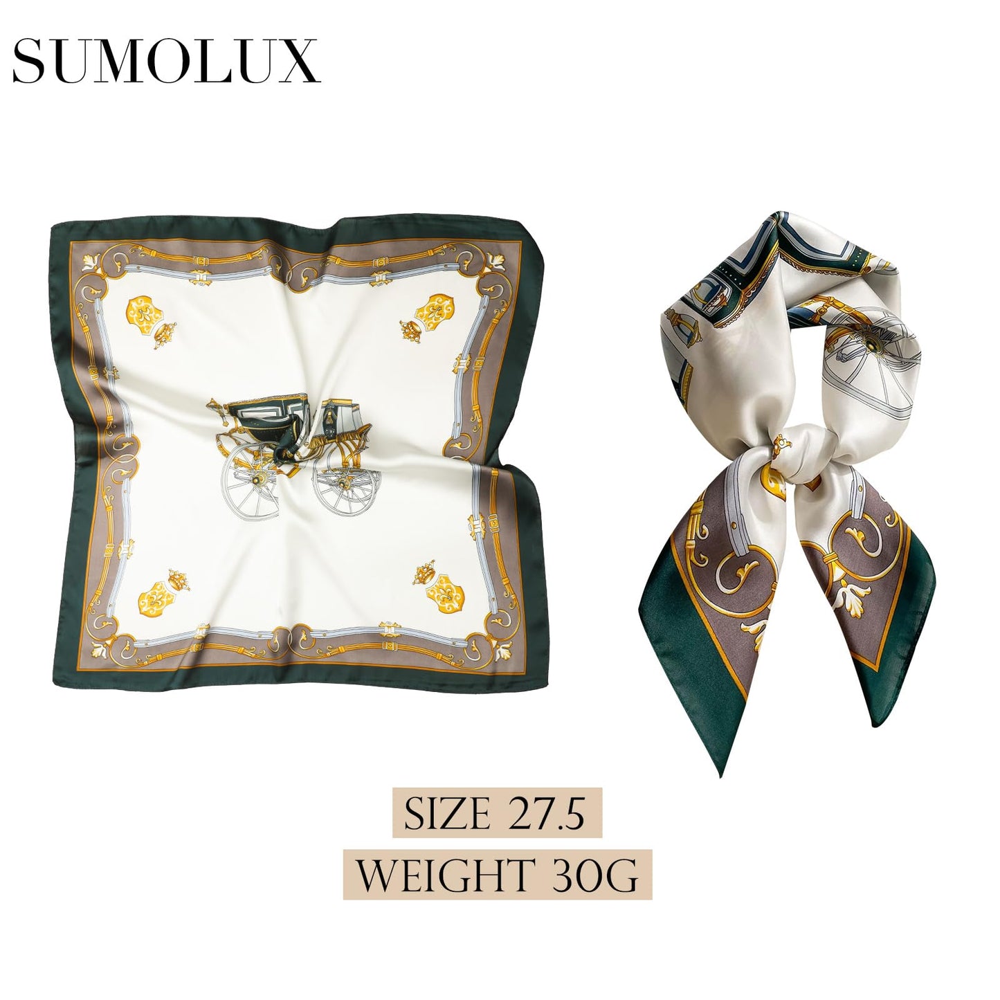 Sumolux Head Hair Scarf for Women Like Satin Silk Scarf Bandana Hair Wrapping Night Large Square Scarves 27.5"