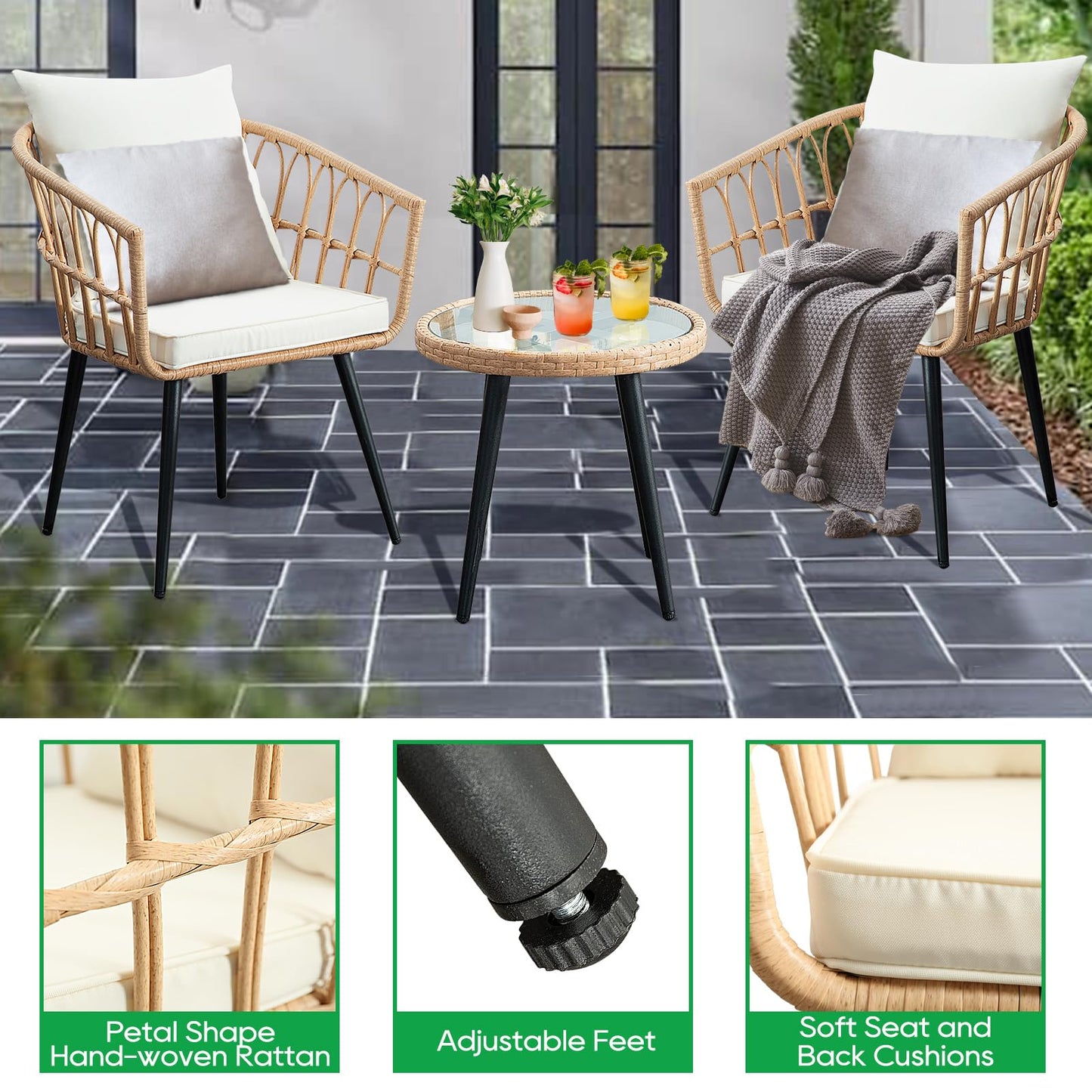 3 Piece Patio Bistro Set