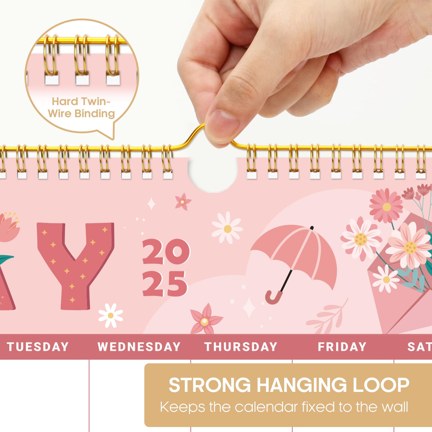 2025 Wall Calendar, 18 Monthly Wall Calendar from January 2025 - June 2026, 11.5" x 14.7", Twin-Wire Binding, Large Hanging Calendar with Thick Paper for Home & Office, Seasonal