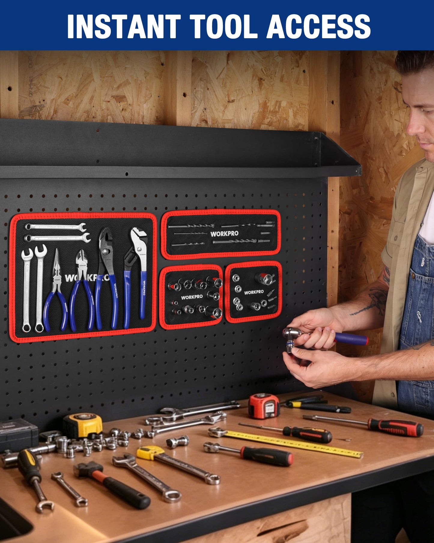 WORKPRO 2-Piece Magnetic Tool Mat, Flexible Magnetic Tool Holder Tray with PVC Surface for Garage, Workshop and Auto Repair