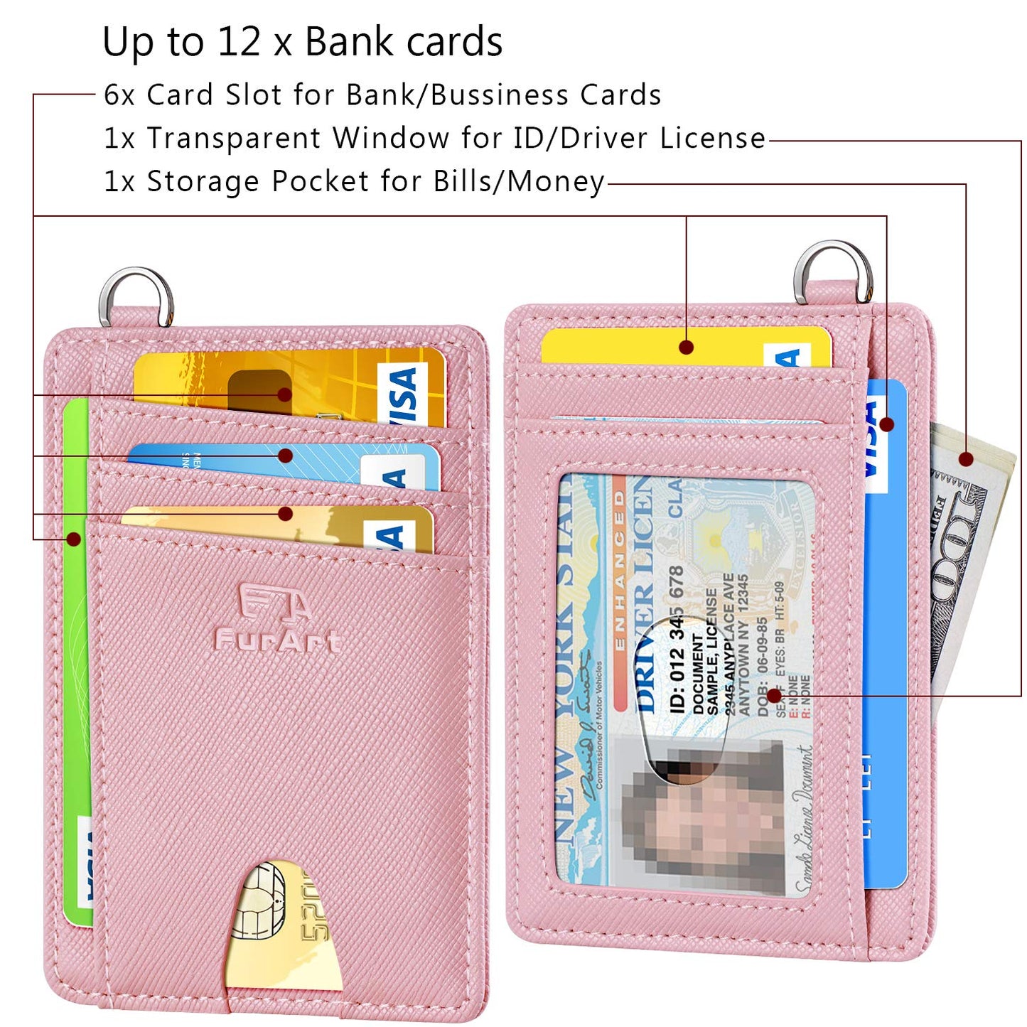 FurArt Slim Minimalist Wallet RFID Credit Card Holder for Men | slim minimalist compact rfid id window thin