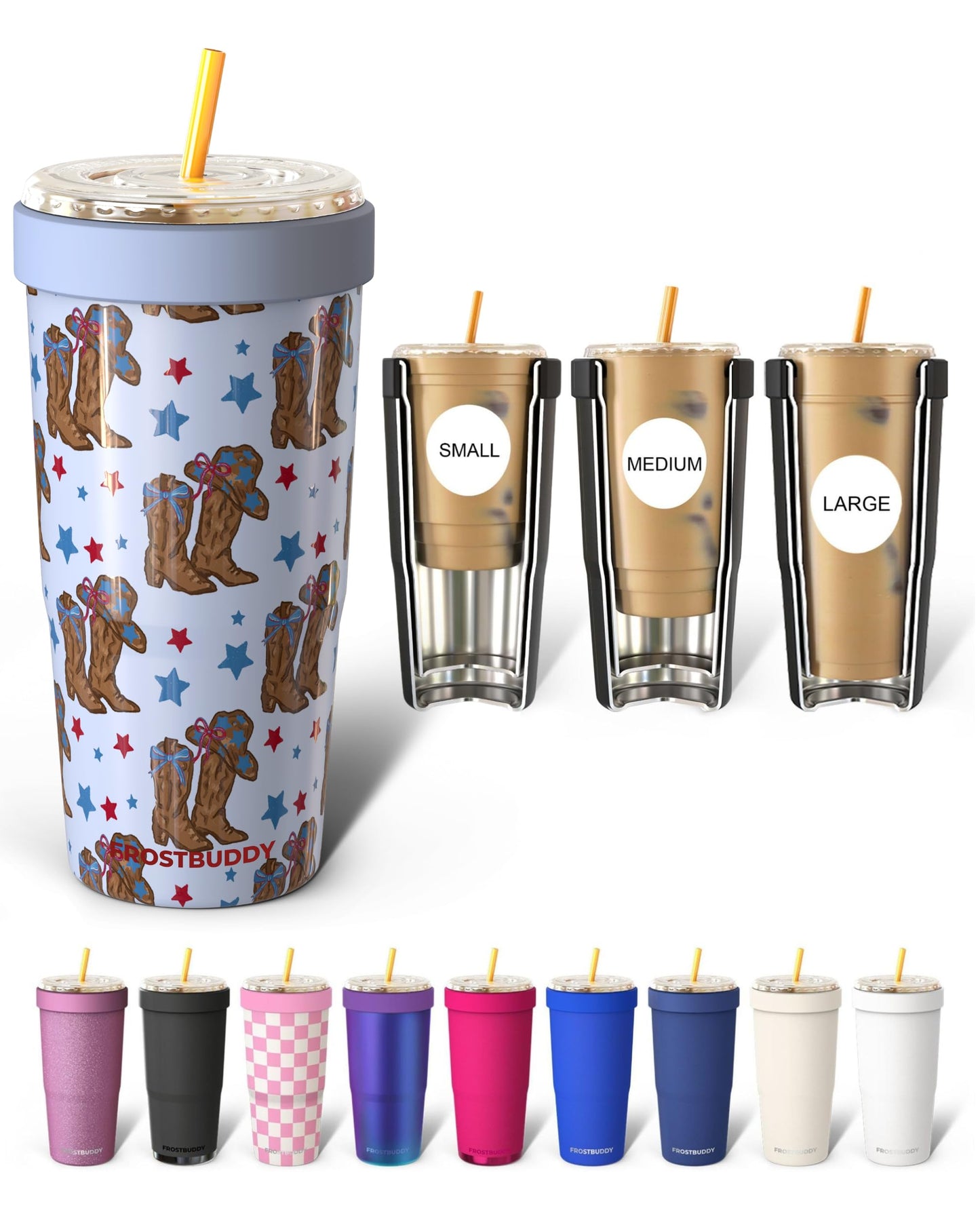 Frost Buddy Togo Buddy 30oz Tumbler (All American Sweetheart) | Double-wall vacuum insulated | Spill-proof flip lid | 18/8 premium stainless steel | Cup-holder friendly