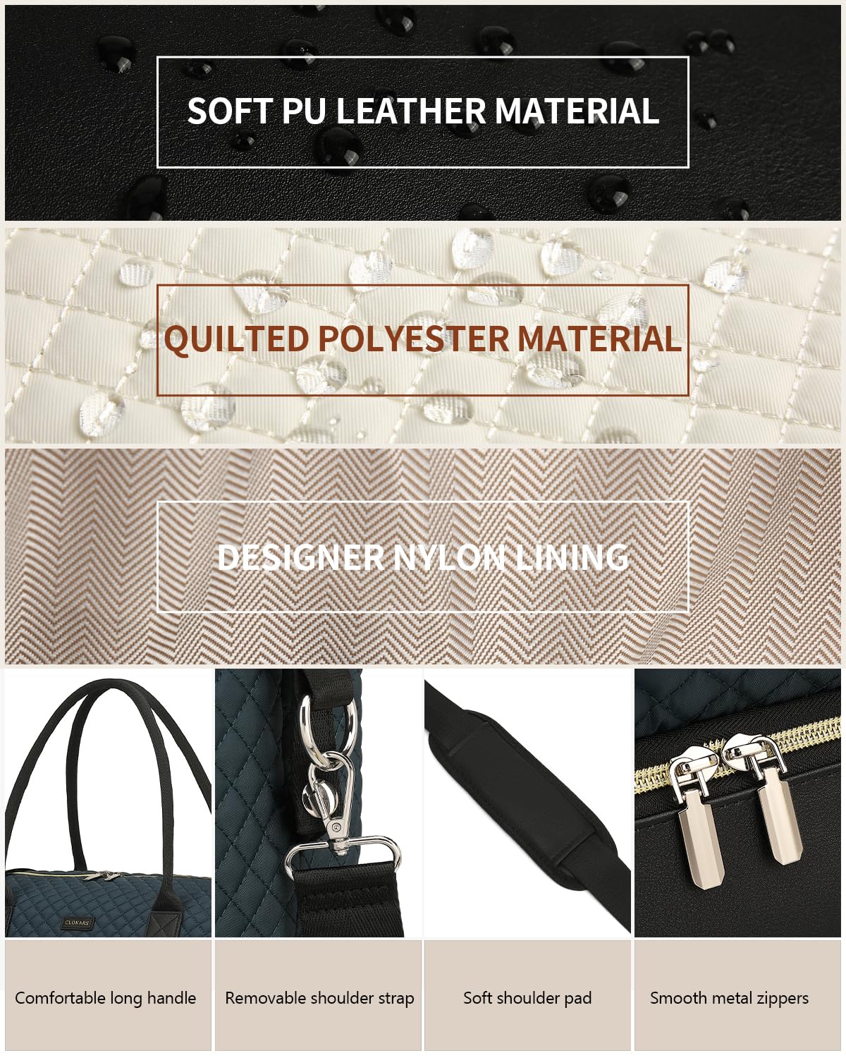 Weekender Bags for Women, Travel Tote Duffle Bag Carry On Overnight Bag with Cosmetics Bag and Crossbody Purse for Gym Hospital, Gifts for Women, Beige Brown
