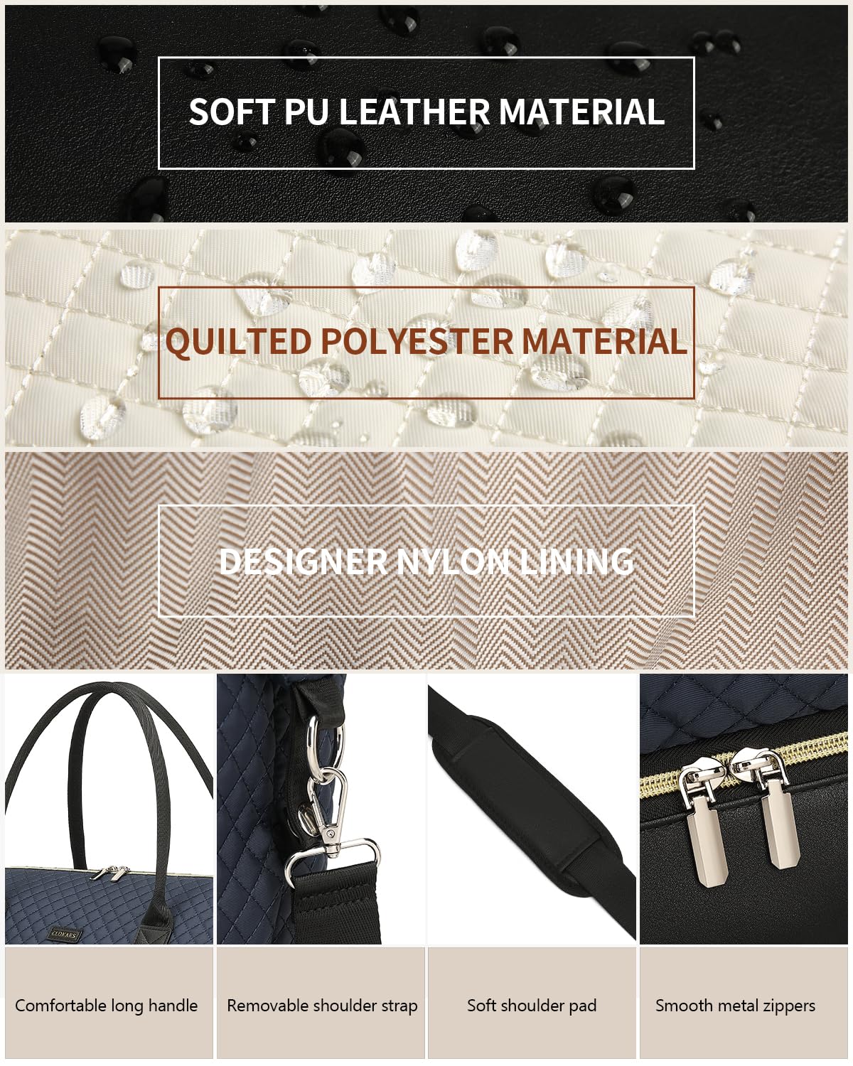 Weekender Bags for Women, Travel Tote Duffle Bag Carry On Overnight Bag with Cosmetics Bag and Crossbody Purse for Gym Hospital, Gifts for Women, Beige Brown