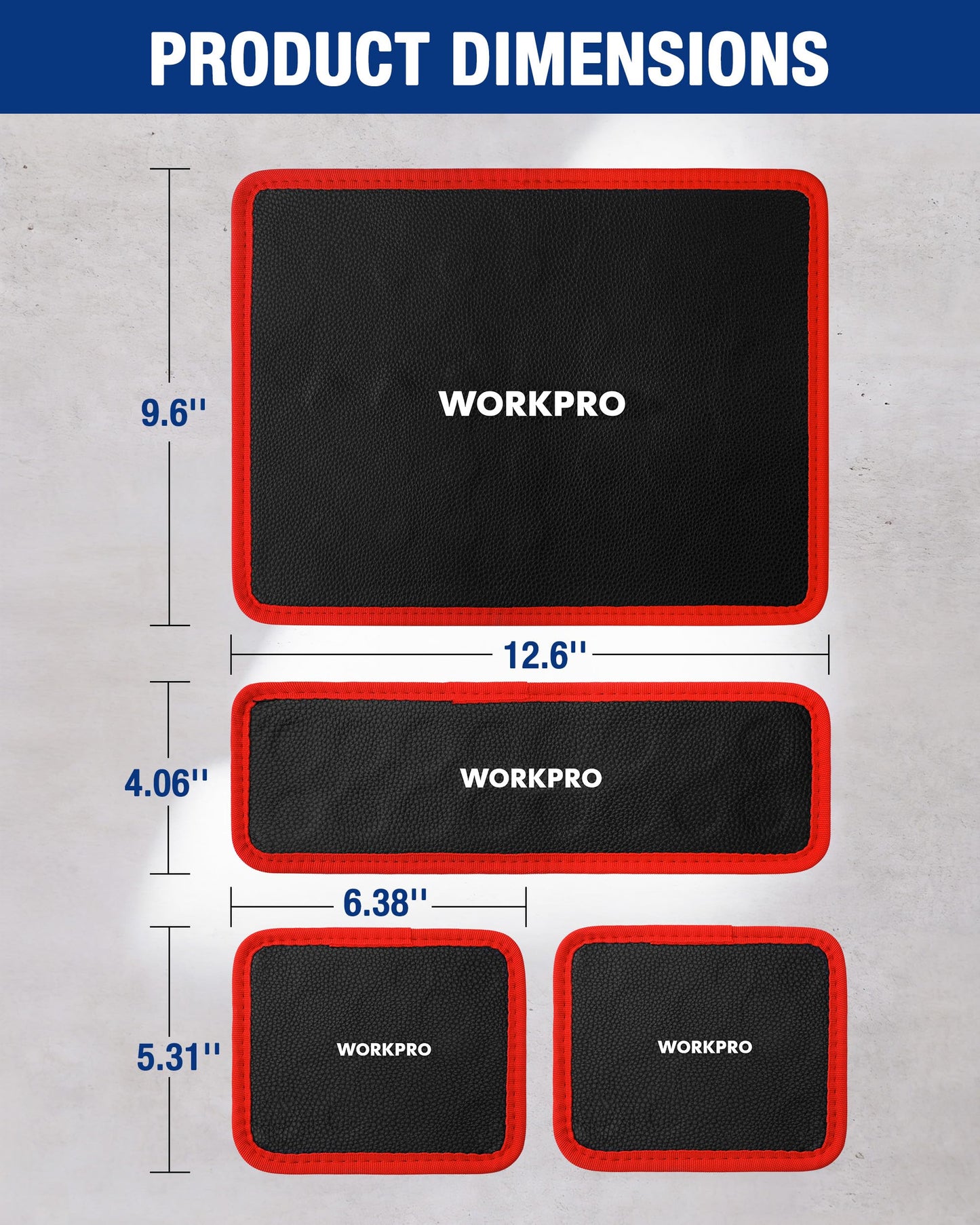 WORKPRO 2-Piece Magnetic Tool Mat, Flexible Magnetic Tool Holder Tray with PVC Surface for Garage, Workshop and Auto Repair