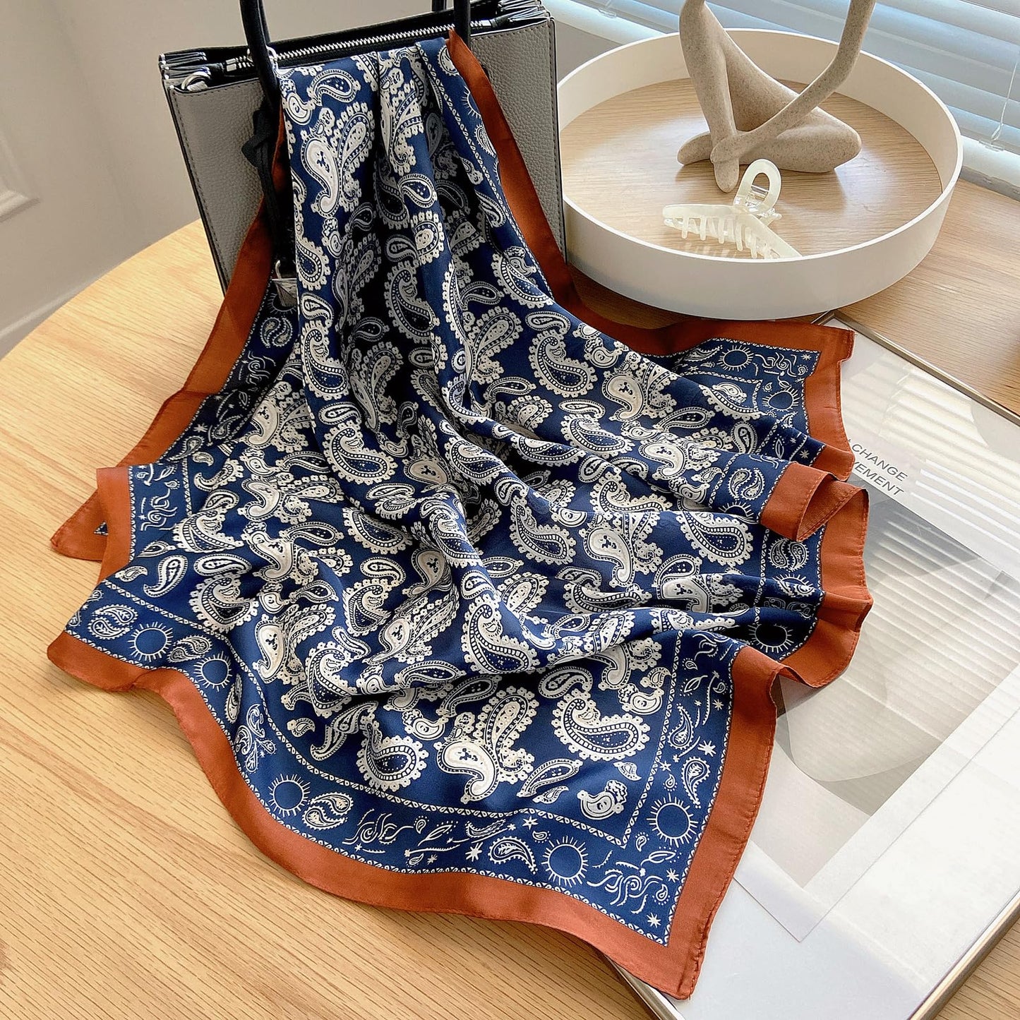 Sumolux Head Hair Scarf for Women Like Satin Silk Scarf Bandana Hair Wrapping Night Large Square Scarves 27.5"